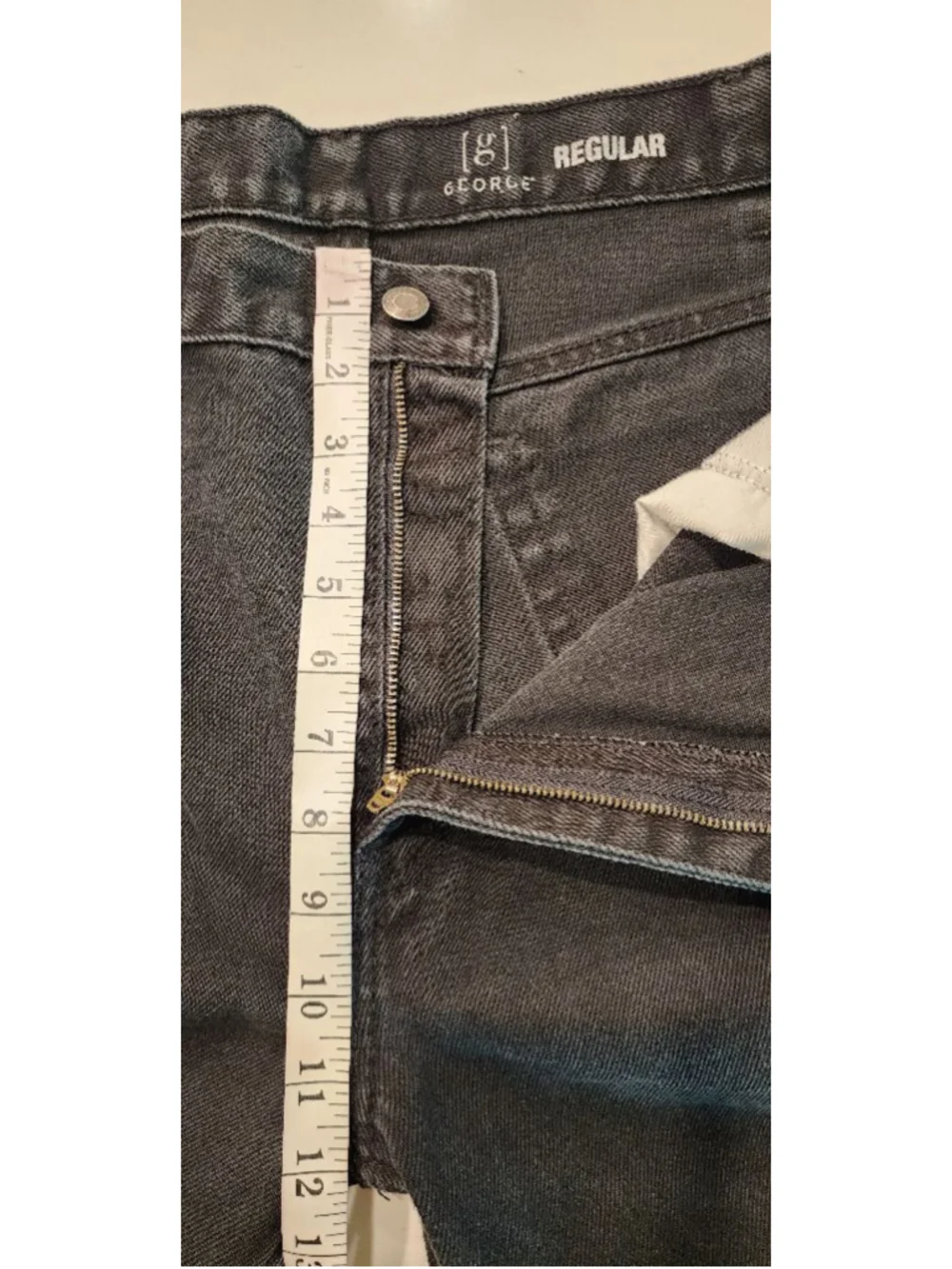 George Men's Black Regular Fit Straight Leg Jeans 40x30 100% Cotton Denim